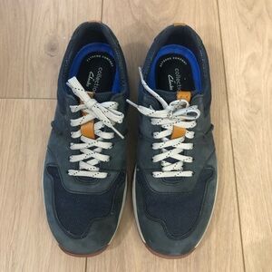 Clarks Blue and Orange Retro Sneakers Suede Mesh